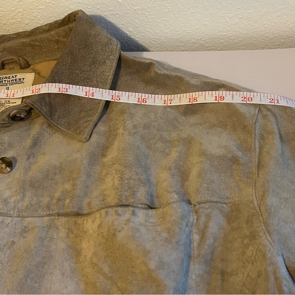 Vintage tan genuine suede shirt jacket shacket size 2X  Great Nothwest fair cond - Picture 9 of 12